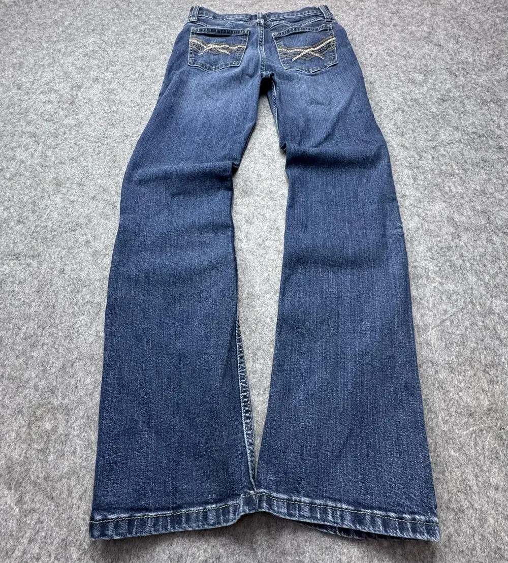 Wrangler 20X Jeans Girls 10 Blue Bootcut Adjustable Waist Embroidered Pockets